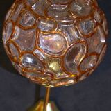Paire d'appliques, globe en verre ambré texturé de Murano, Doria Leuchten, milieu du 20e siècle