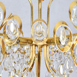Mid century hollywood regency palwa gilt brass and crystal chandelier