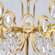 Mid century hollywood regency palwa gilt brass and crystal chandelier