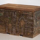 Coffre ancien patiné vert olive (c.1920) #53