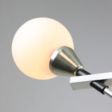 Italian Space-age Aluminum and Opaline Glass Chandelier