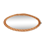 Miroir ovale en rotin vintage