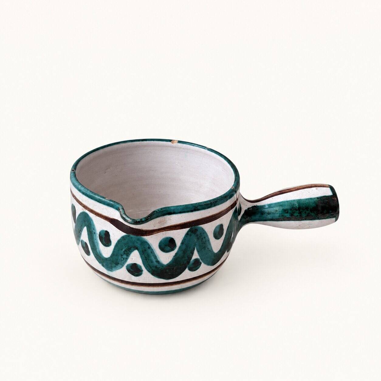 Ceramic caquelon by R. Picault with wave decoration.