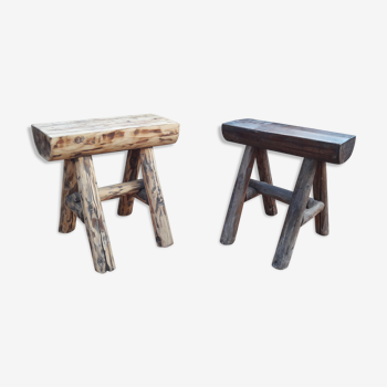 Set de 2 stools style farm, brustalist