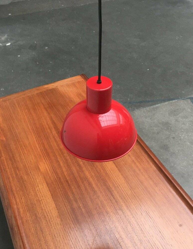 Mini bunker metal pendant lamp from the mid-century by Johannes Hammerborg for Fog & Mørup, 1970s.