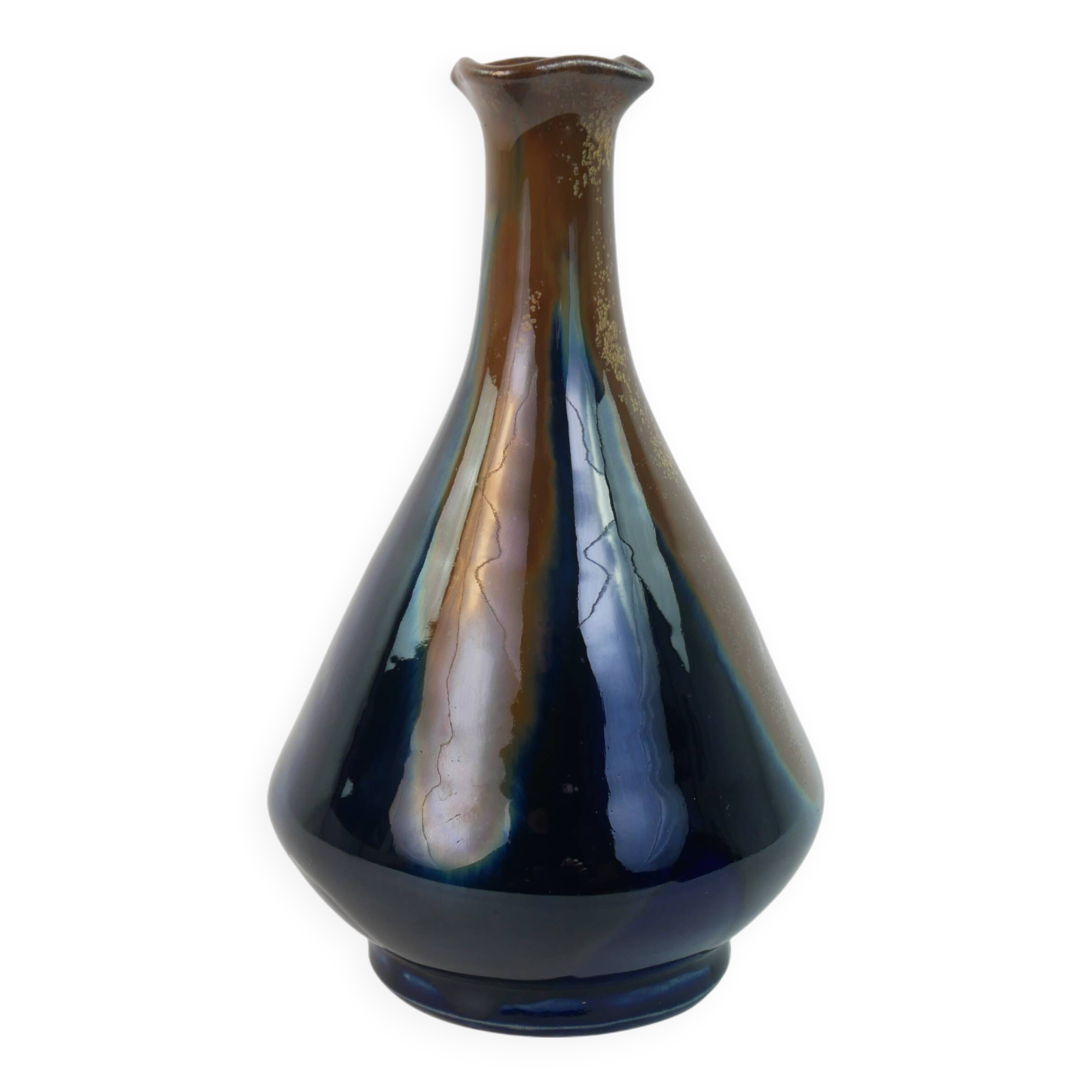 Fournier Demars vase in blue enameled ceramic