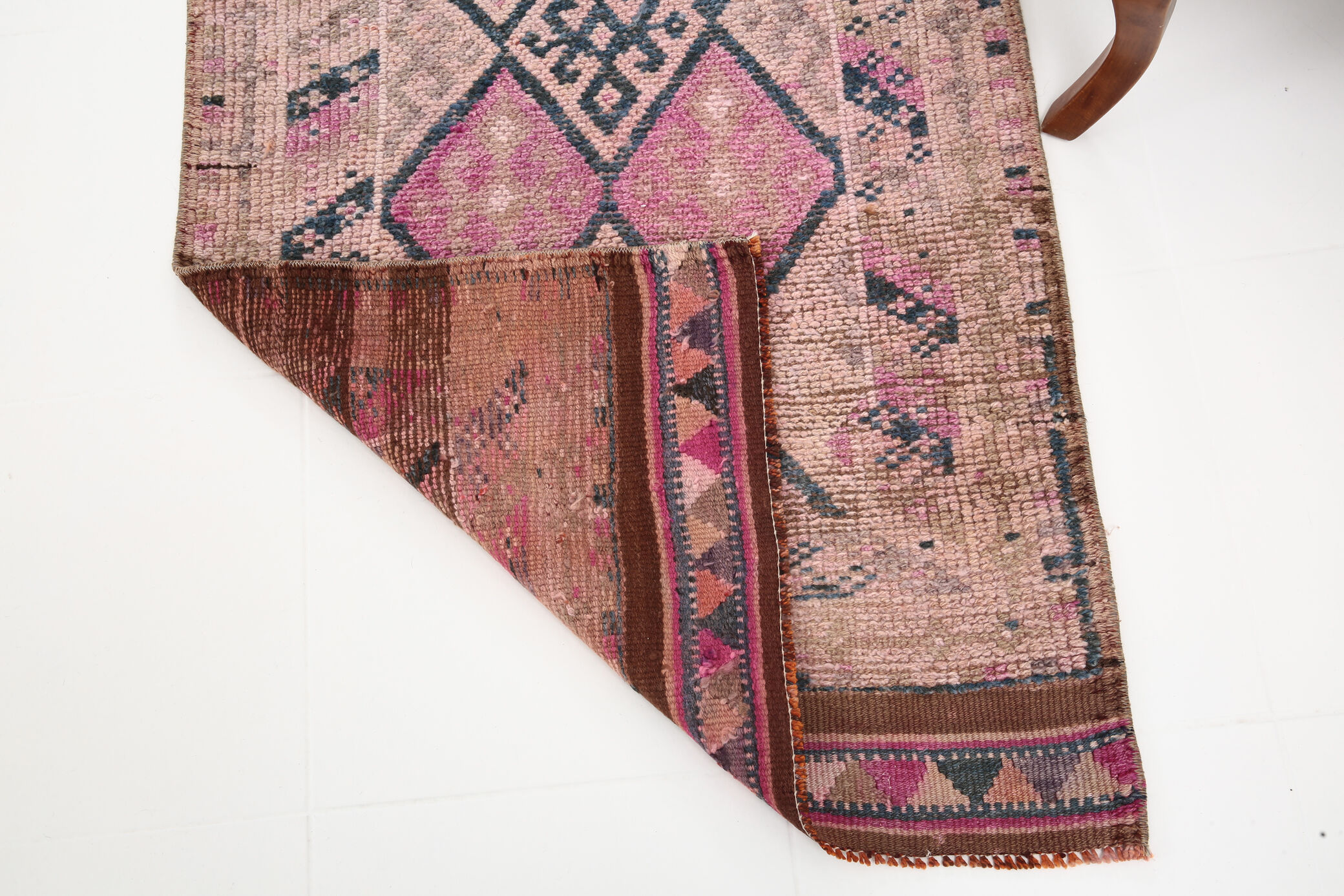 Navy blue & pink runner rug 83x380cm