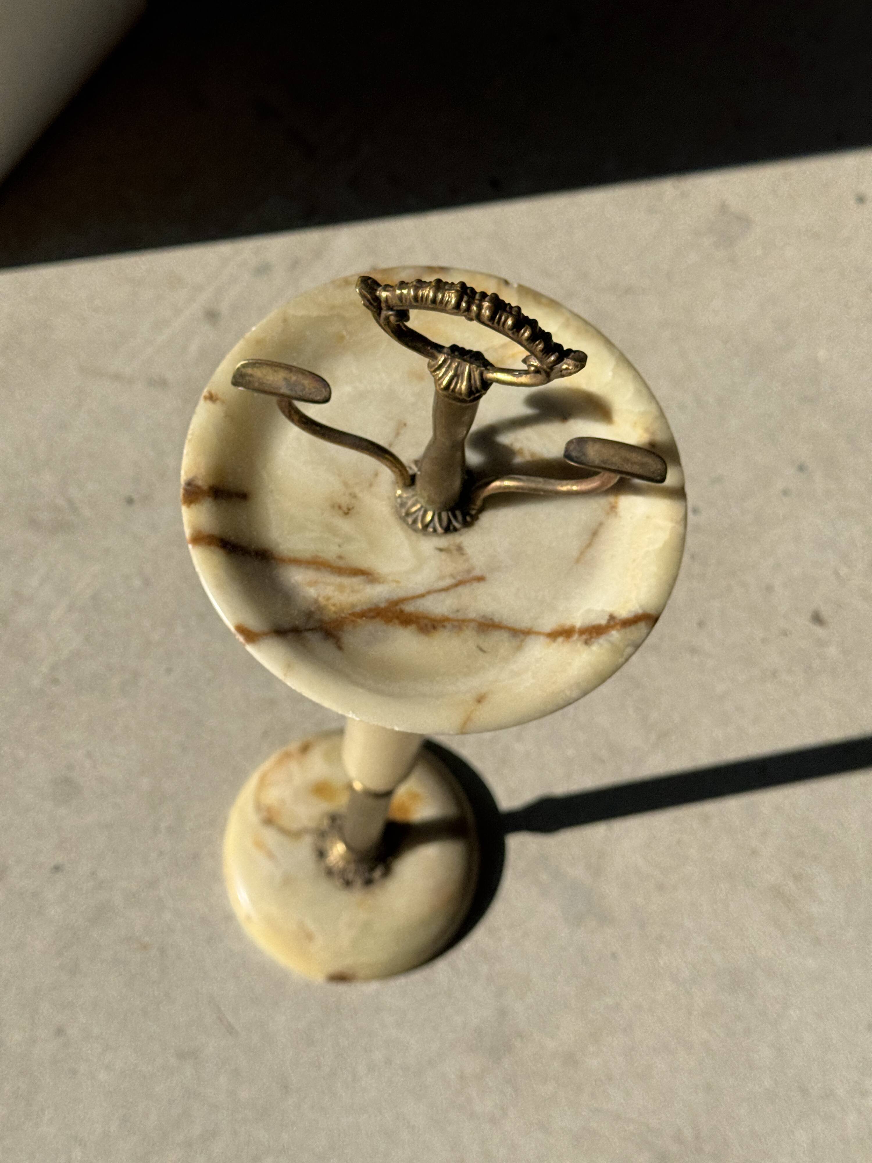 Marble and brass standing ashtray H74 D17