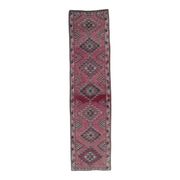 Vintage neutral pink Turkish hand-knotted runner 83x332