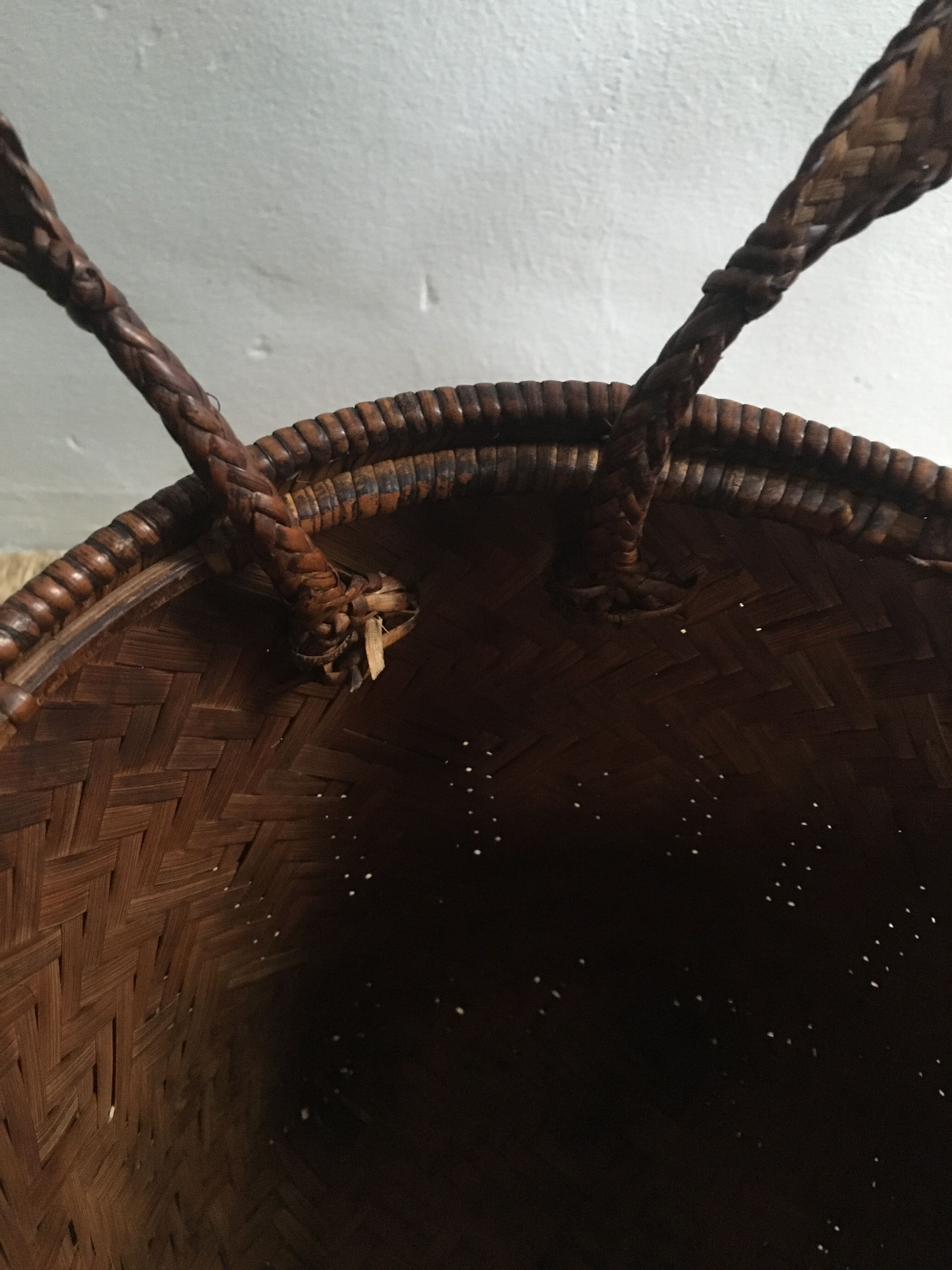 Ancient Japanese woven bamboo basket