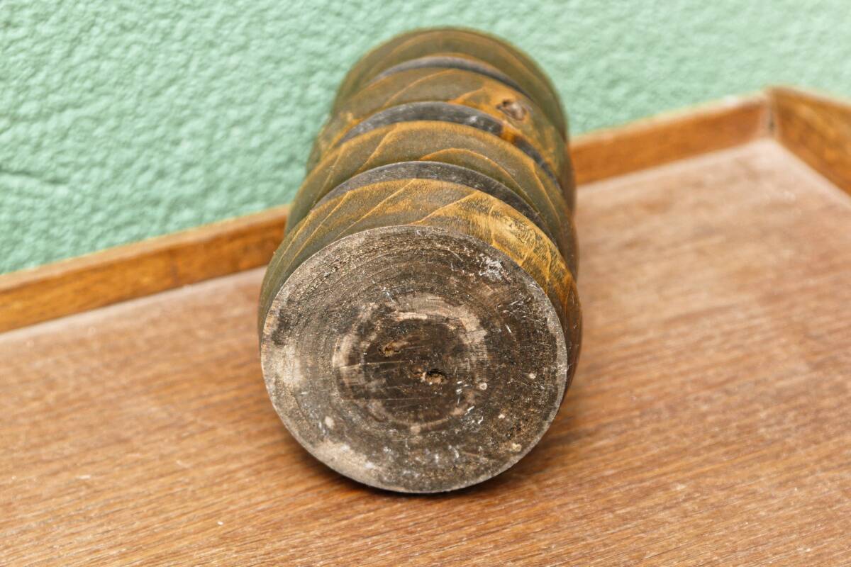 Art deco candle holder in turned wood