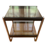 Serving trolley, side table, chrome metal and smoked glass, 1970s
