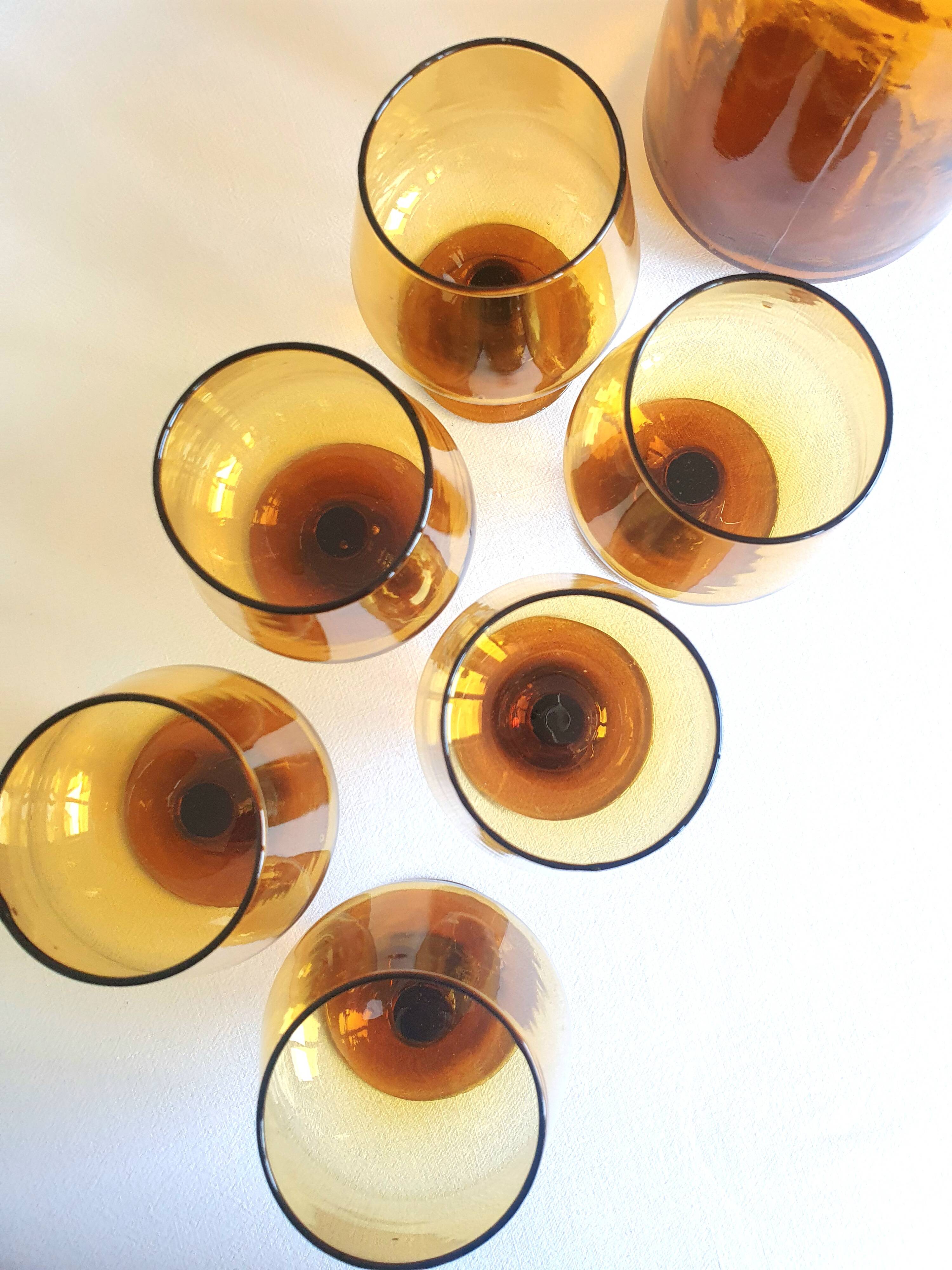 Amber glass service from the 1970s.