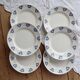 6 vintage white earthenware dessert plates - Blue cherry design