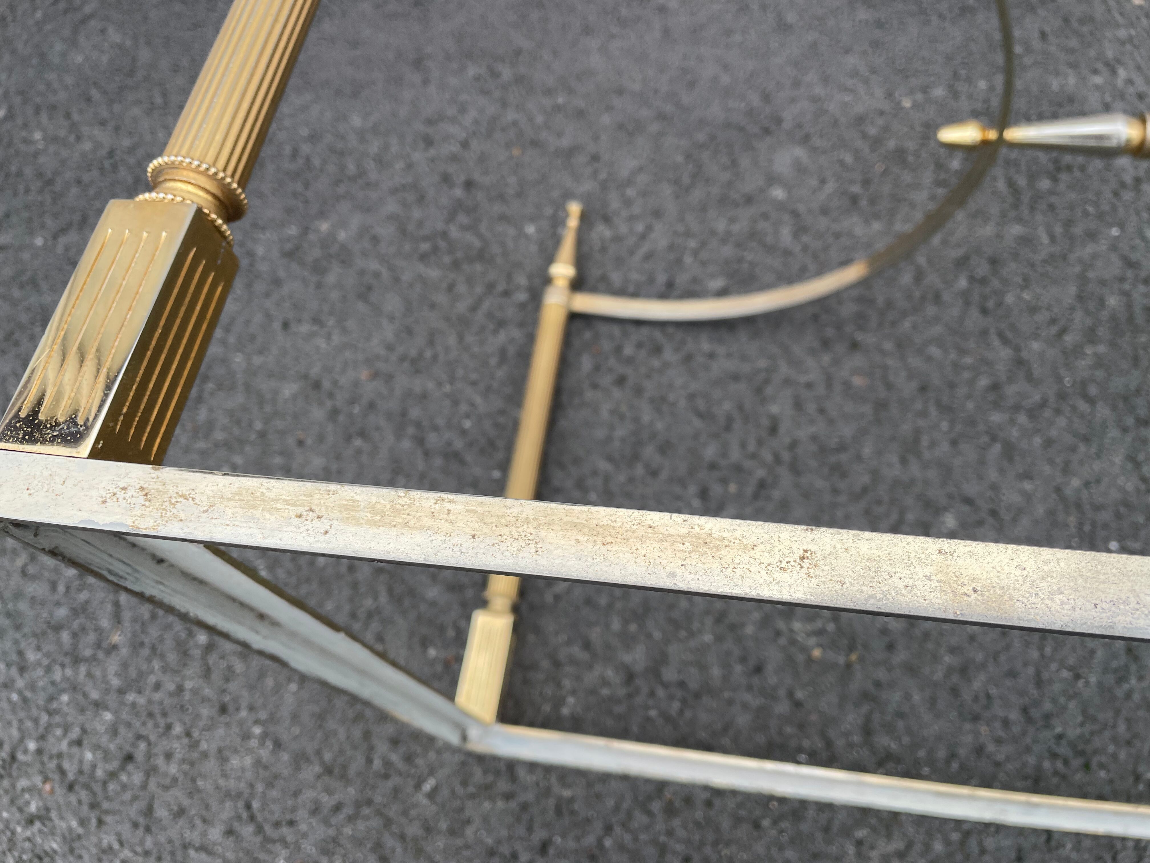 Coffee table in gilded brass and veined green marble