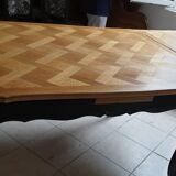 Table Louis XV in channel rough tray foot black snail matte