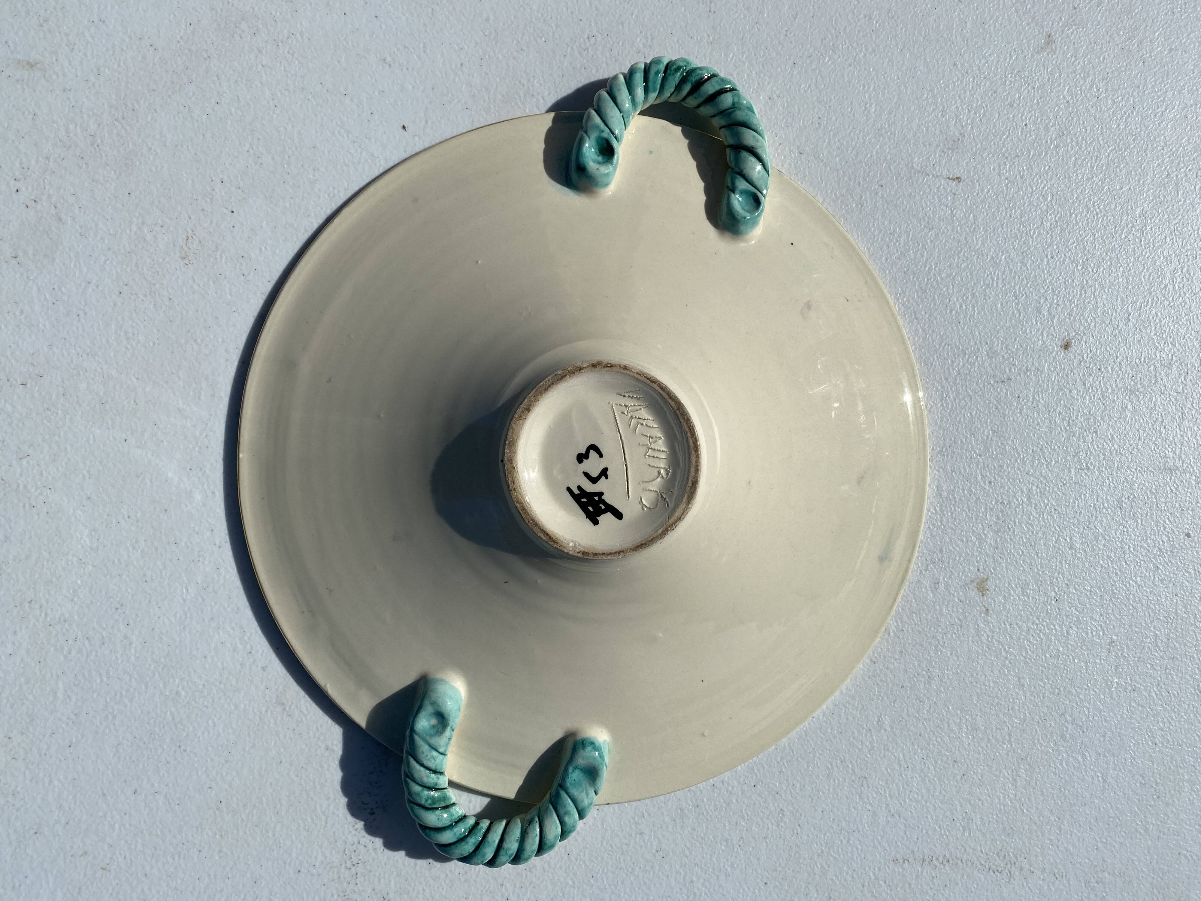 Ceramic handle dish 1960 vallauris