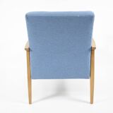 Vintage armchair 1970s, fully refubrished, blue fabric