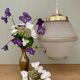 Vintage art deco globe pendant light in granite glass and gold