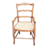 Ancienne chaise à accoudoir - fauteuil bois et paillage