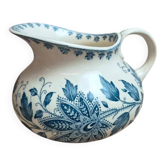 Petit broc joufflu Sarreguemines Burgos – faïence ancienne bleu et blanc