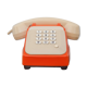 Téléphone orange et beige vintage, téléphone à touches, appareil téléphonique, rétro