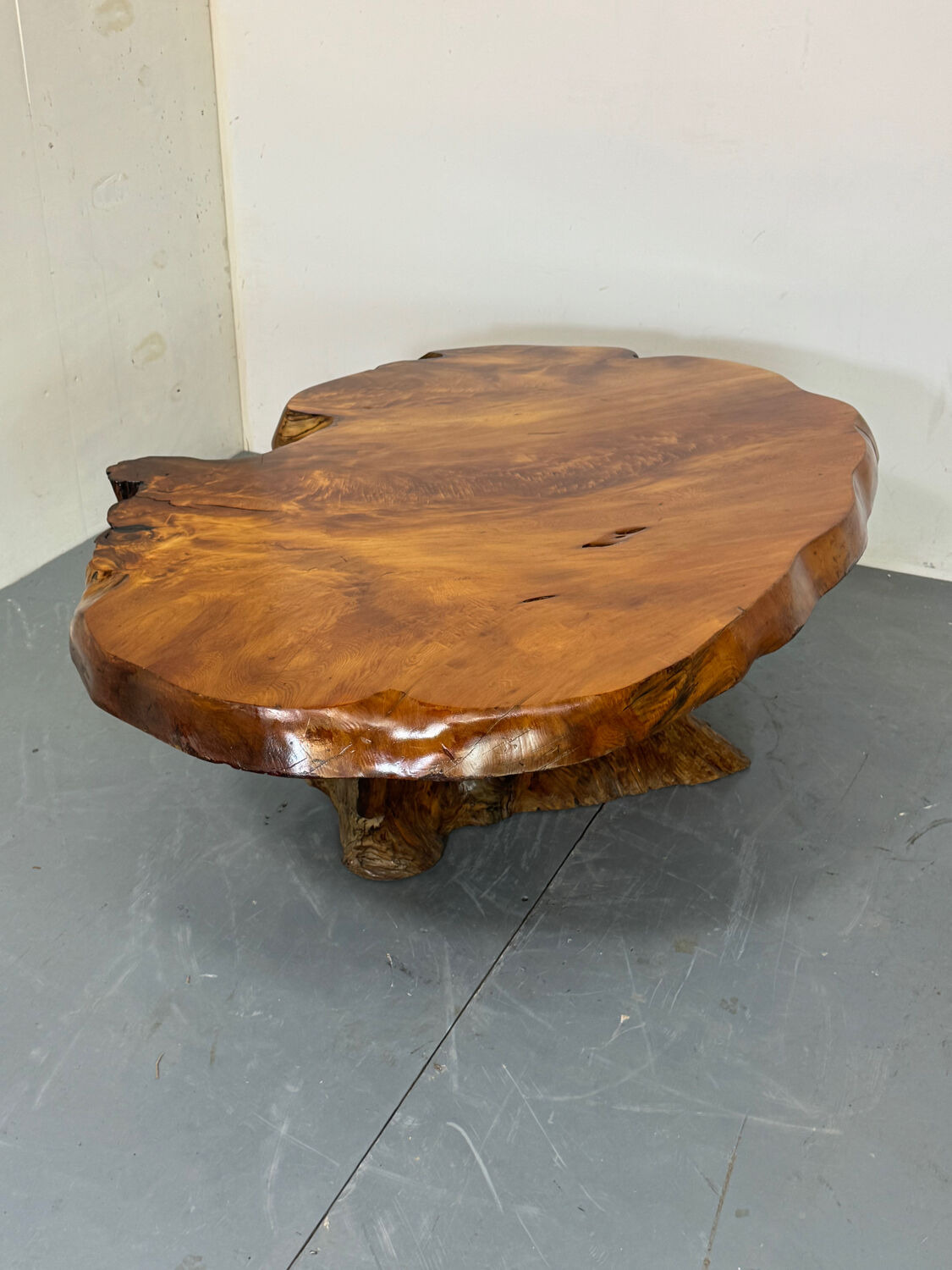 Mid-Century Brutalist Wabi Sabi Organic Natural Burl Wood Coffee Table