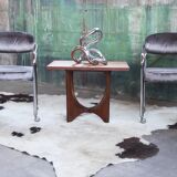 Postmodern chrome armchair grey velvet, casters