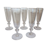 Set of 5 old Baccarat champagne flutes