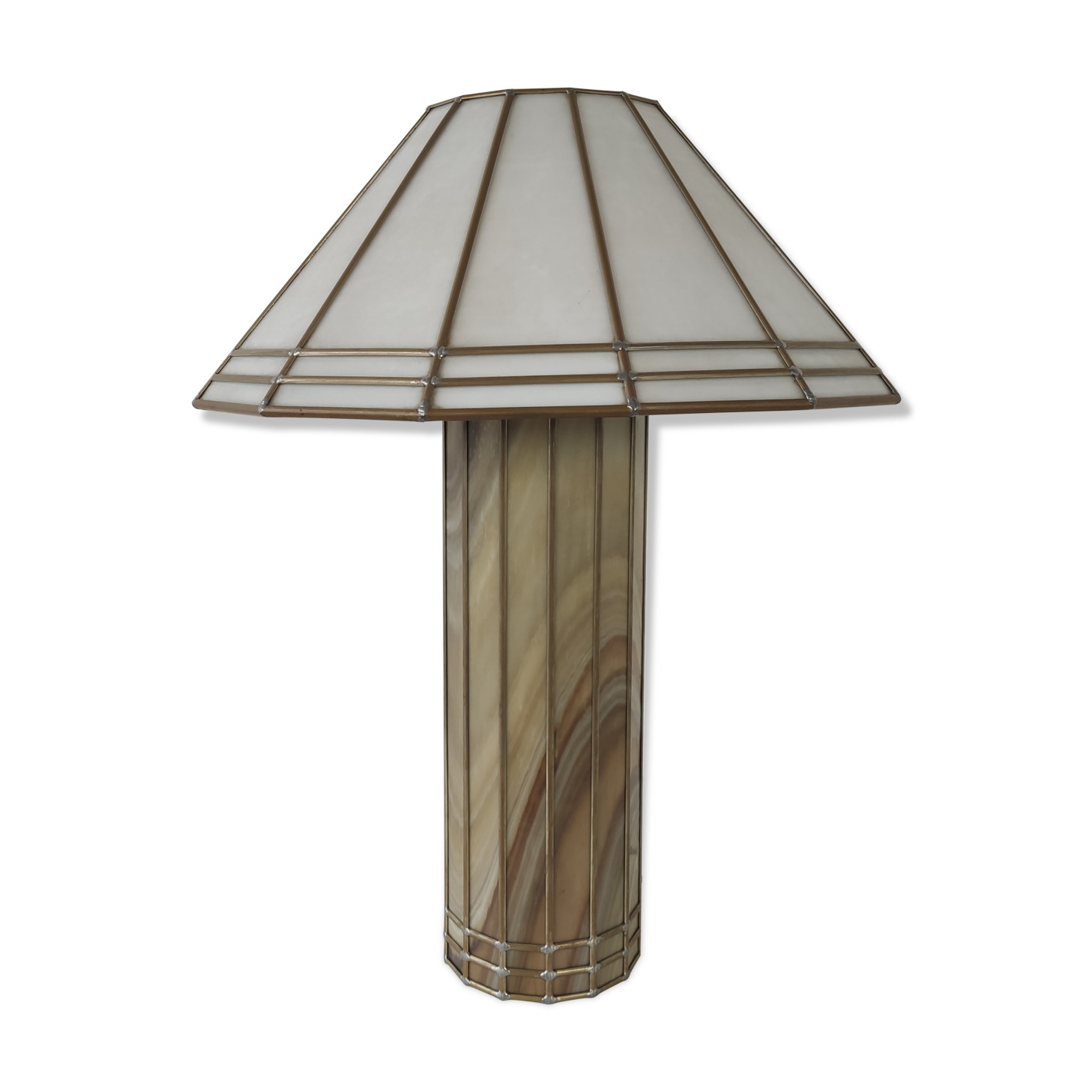 Vintage glass and metal lamp, 70s