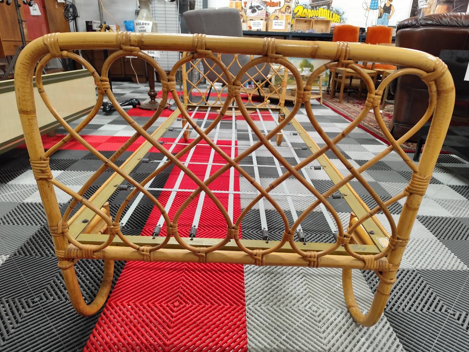 Vintage single bamboo bed from 1973