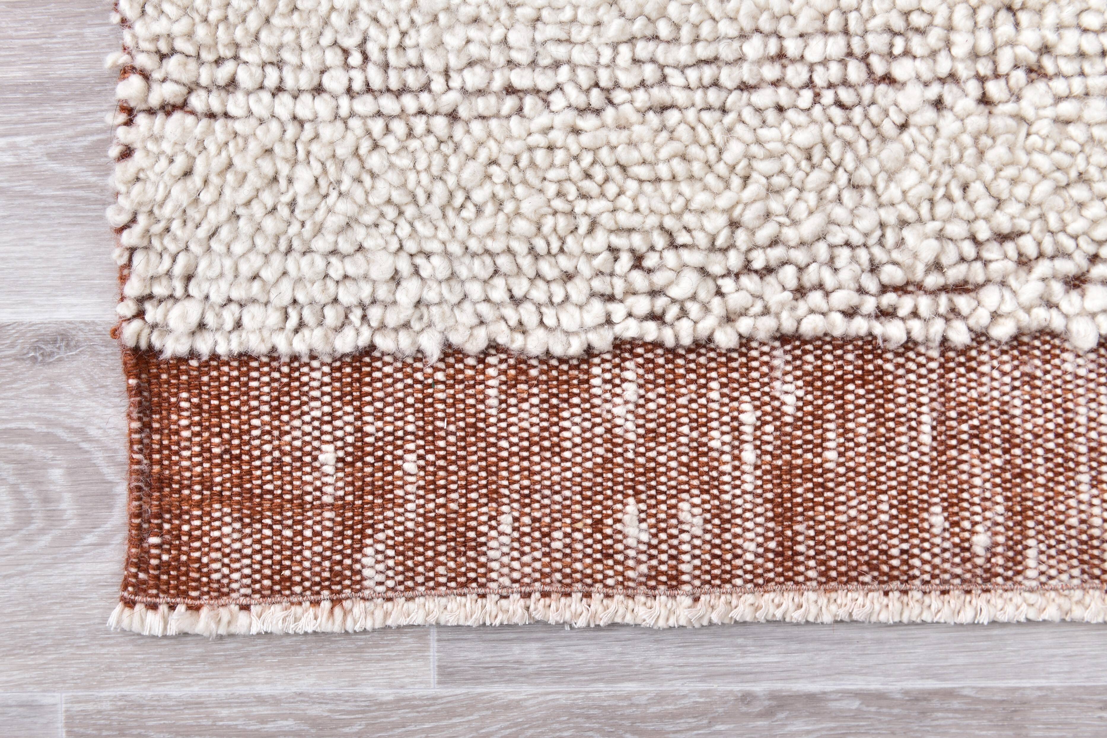 Terracota wool moroccan shaggy rug, Turkish wool rugs orange terracota