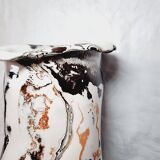 Rare Brutalist style vase in porcelain so fine and shiny it looks like millet glass