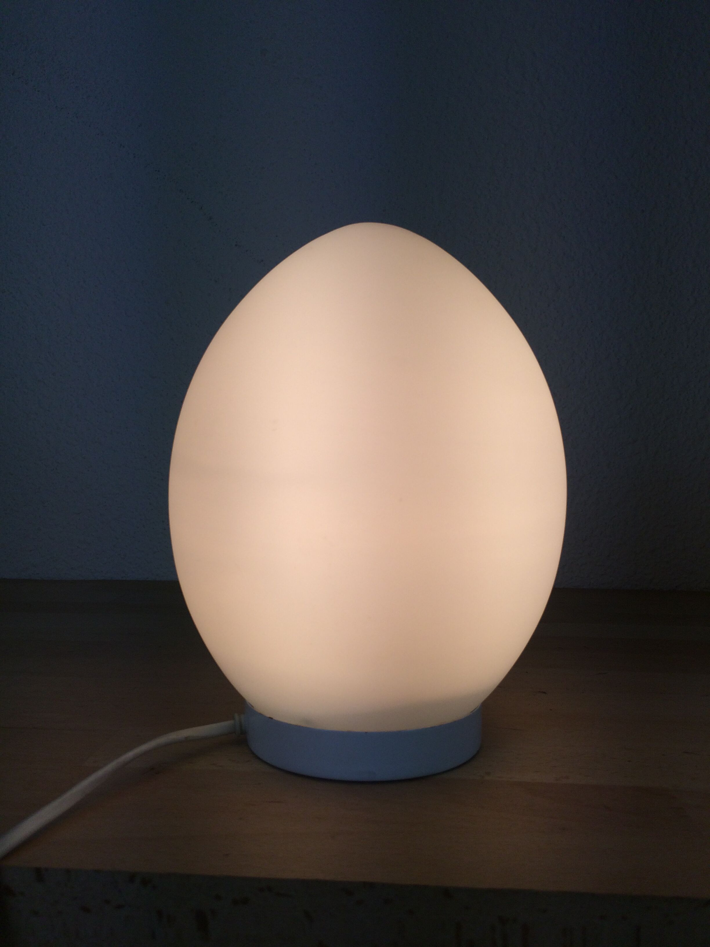 White Domec egg lamp, Vianne glass, 70s