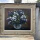 Painting signed G. Evrard – Bouquet of lilacs in a vase