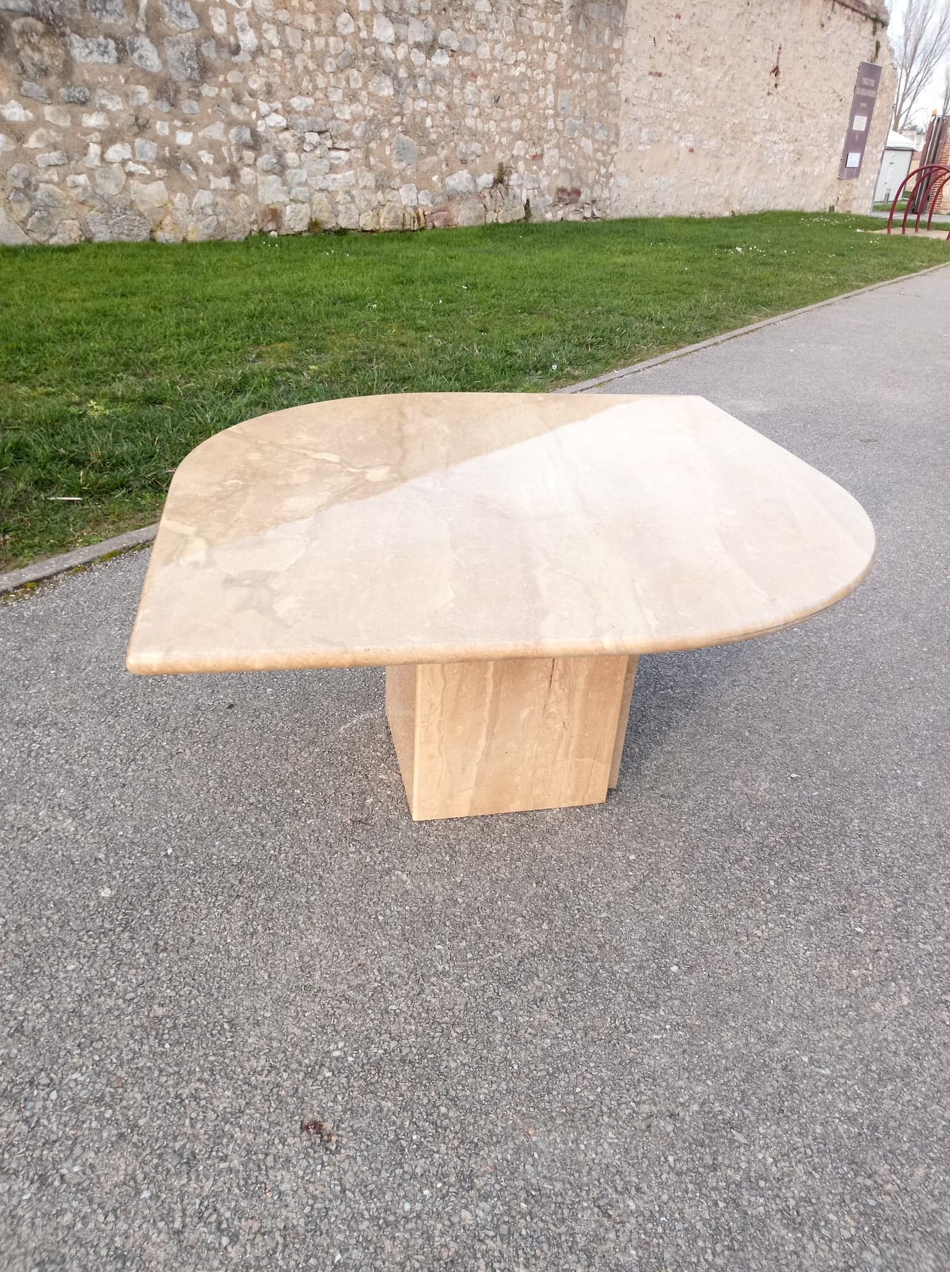 Travertine coffee table