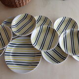 Set of 10 hollow plates and 1 striped dish mills of wolves