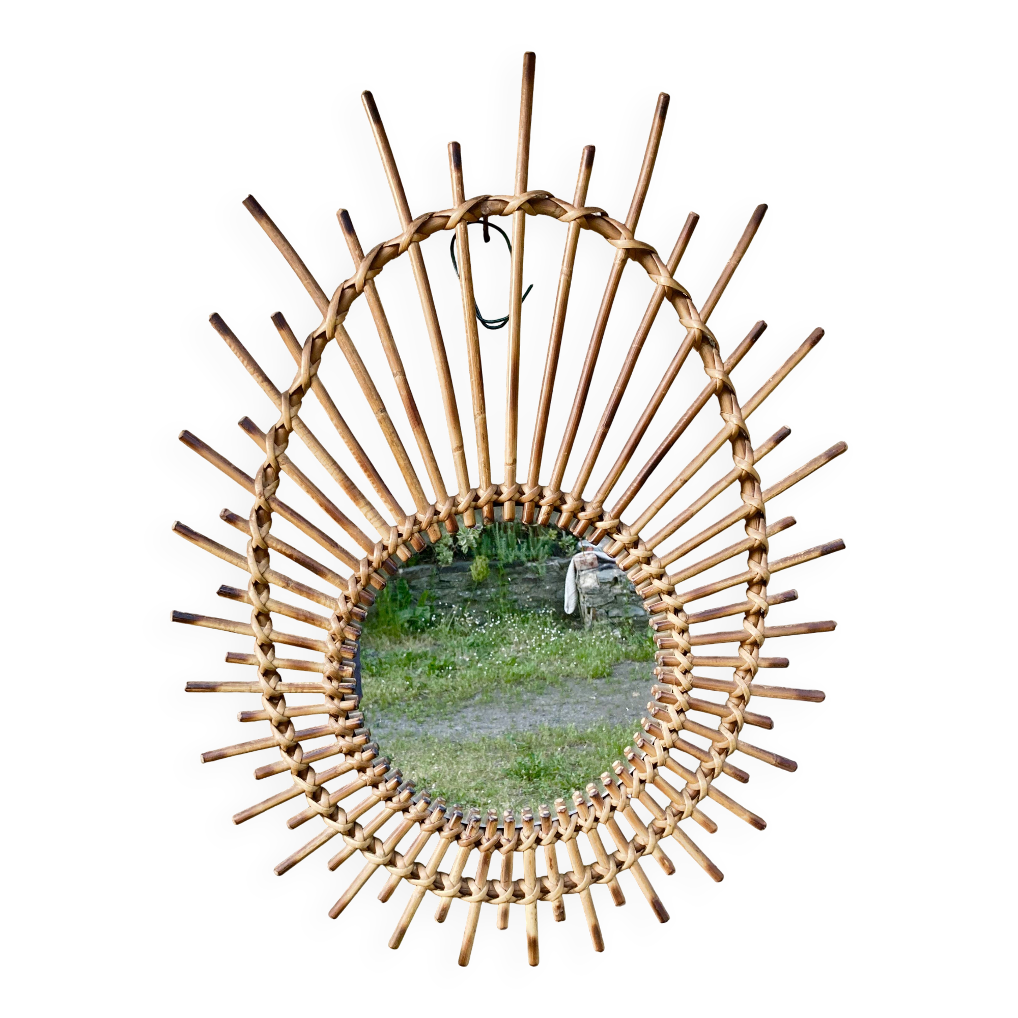 mirror glass sun Mid-Century in Bamboo & Rush, Vintage - No. 2
