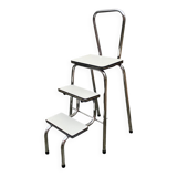 Vintage stepladder in Formica, wood and chromed metal