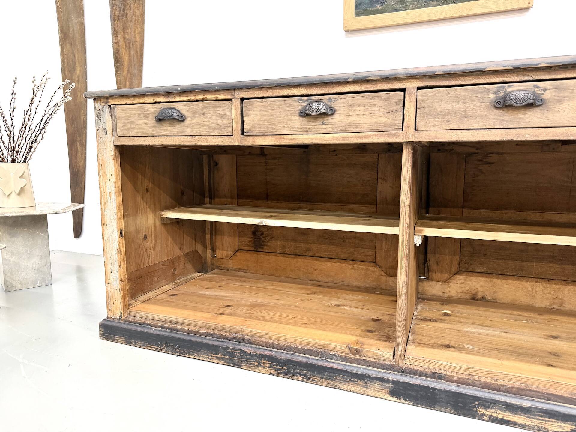Large Antique Pine Trading Counter