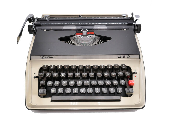 Machine à écrire Royal 280 beige et noire révisée ruban neuf