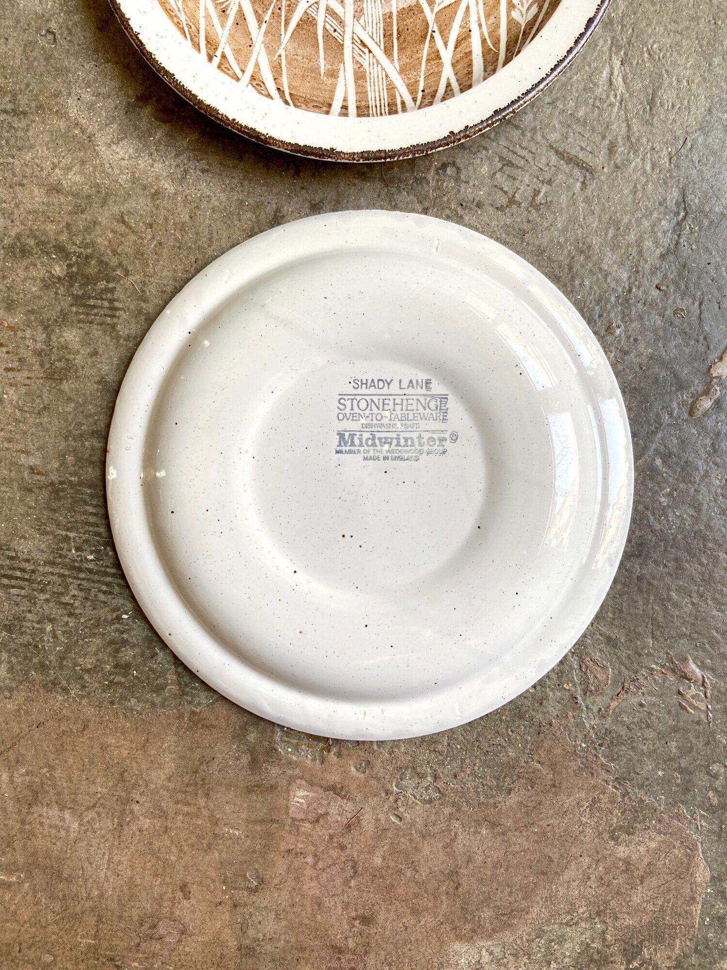 2 flat plates Midwinter in glazed stoneware, service "Shady lane"