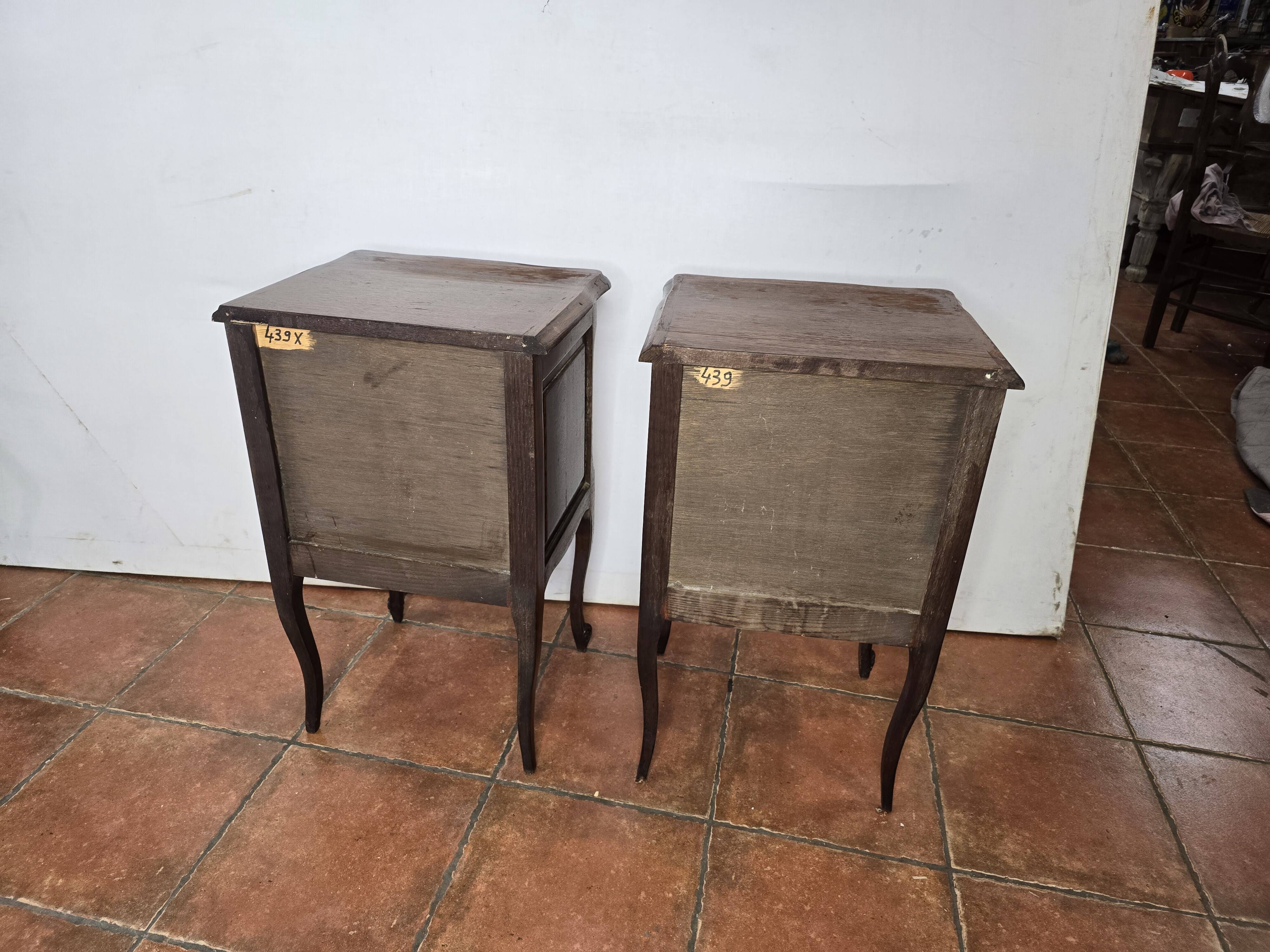 Pair of Louis XV style oak bedside tables