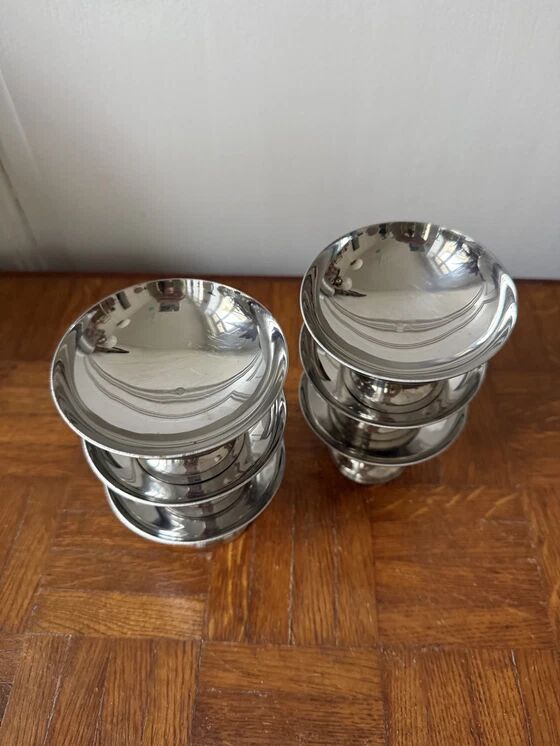 Set of 6 stainless steel bowls