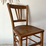 Set of 5 beech wood bistro chairs from the 1950s