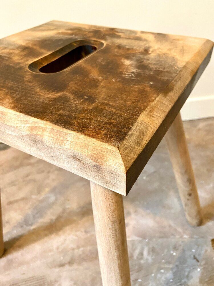 Solid wood stool