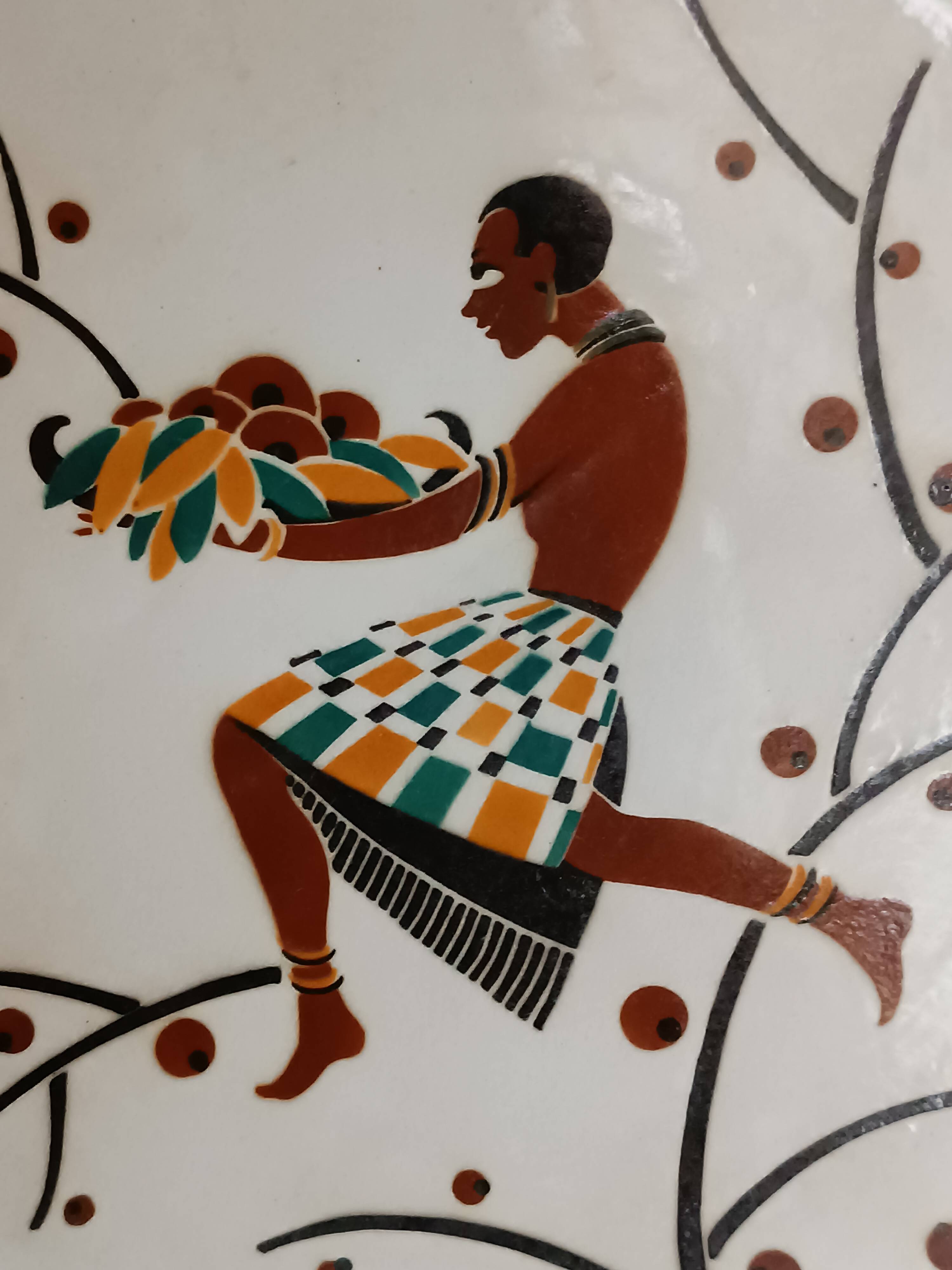 Geo Condé Kg Lunéville flat earthenware fruit holder Joséphine Baker