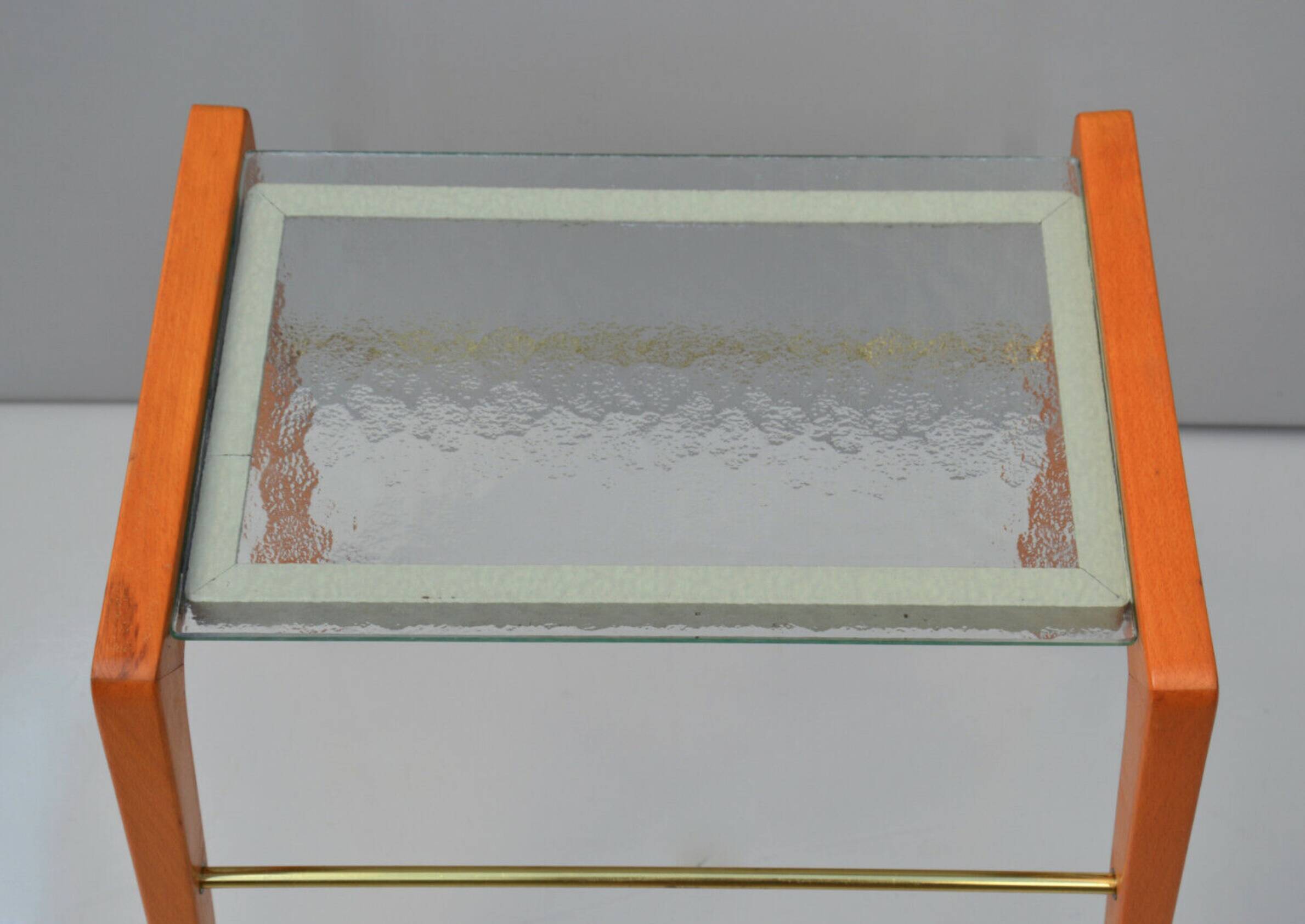 Vintage Danish Coffee Table Oak and Glass Top, Sweden Circa 1970's