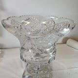 Large bohemian crystal footed bowl, flared pedestal vase