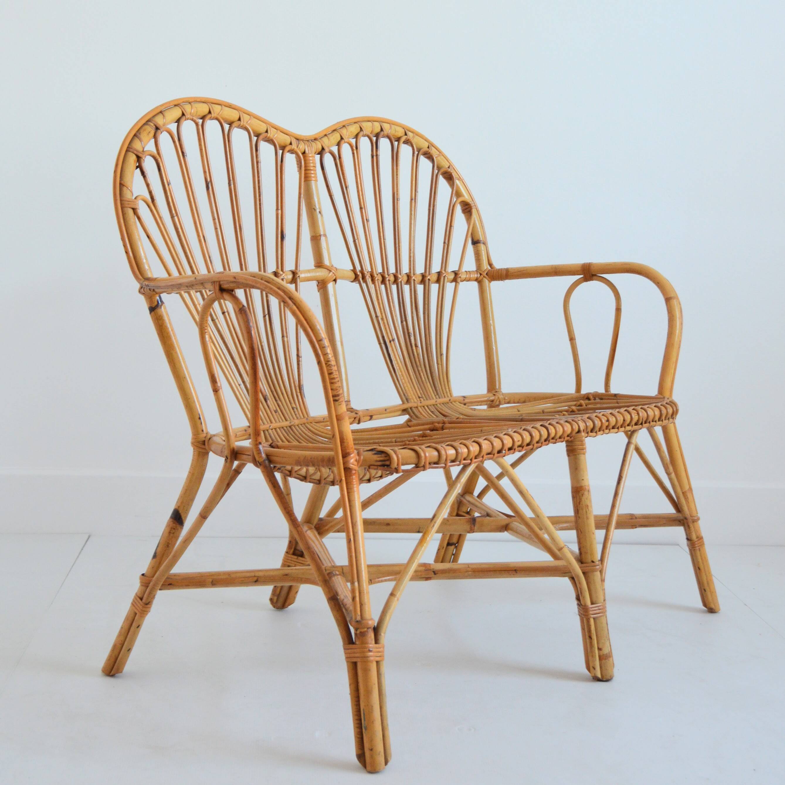 1960s vintage rattan canapé / bench